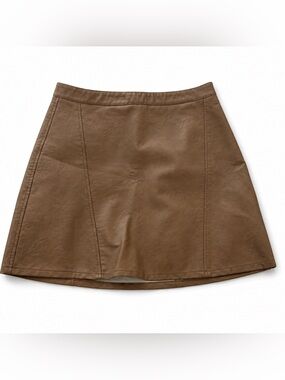 Zara Brown Faux Leather A-Line Skirt